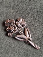 Art deco  Zilverkleurige Bloemen Broche vintage 5cm, Ophalen of Verzenden, Zilver