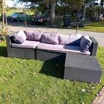 Loungeset 3-zits + hocker (zonder kussens), Tuin en Terras, Ophalen, Kunststof, Gebruikt, Bank
