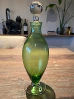 Vintage jaren 60 groen glazen genie fles/karaf, Ophalen of Verzenden