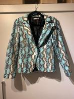 dames turquoise slangenprint blazer jack mt M, Maat 38/40 (M), Boetiek, Blauw, Ophalen of Verzenden