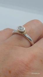 Pandora Zilveren Ring met Gouden Halo & Zirkonia - Maat 58, 18 tot 19, Ophalen of Verzenden, Met edelsteen, Dame