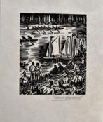 Frans Masereel - Hamburg - Houtsnede Handgesign., Antiek en Kunst, Kunst | Etsen en Gravures, Ophalen of Verzenden