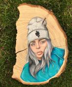 Billie Eilish tekening op hout, Minder dan 50 cm, Nieuw, Tekening, Minder dan 50 cm