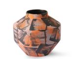 HKliving Vaas hand geborsteld oranje/zwart keramiek, Zwart, Ophalen of Verzenden, Minder dan 50 cm, Glas