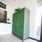 Vintage groene kast in brocante stijl, 105 cm of meer, Gebruikt, Minder dan 50 cm, Ophalen