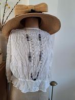Vintage witte blouse, bloes, lange mouw, baptist rond 1900, Ophalen of Verzenden, Gedragen, Wit