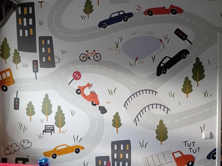 Roomblush Behang Auto's Geel - 5 van 6 banen, Huis en Inrichting, Stoffering | Behang, Geel, minder dan 10 m², Ophalen of Verzenden