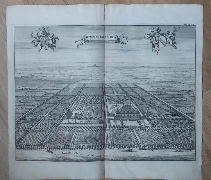 20 / het huys en Hof ten Duyne Oostkapelle Zeeland uit 1696, Antiek en Kunst, Kunst | Etsen en Gravures, Ophalen of Verzenden