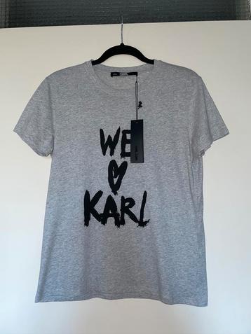KARL LAGERFELD dames grijs t-shirt met tekst mt M nieuw beschikbaar voor biedingen