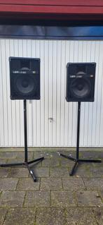 Twee LEM LX 120 speakers plus standaards, Gebruikt, 100 watt of meer, Ophalen