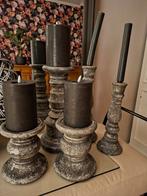 Set van 5 beton look kandelaars., Overige materialen, Ophalen of Verzenden, Zo goed als nieuw, Grijs