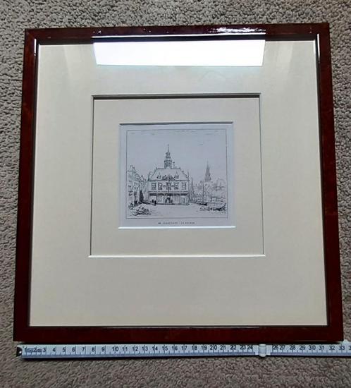 Zeeland: Beursgebouw Vlissingen Houtgravure uit 1881, Antiek en Kunst, Kunst | Etsen en Gravures, Ophalen of Verzenden