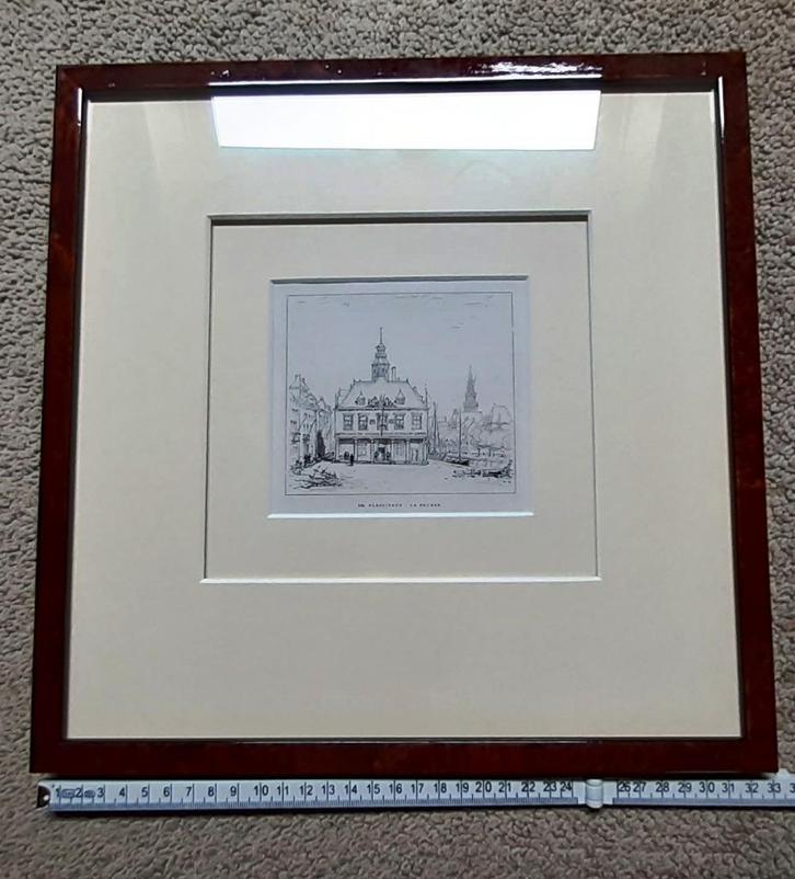 Zeeland: Beursgebouw Vlissingen Houtgravure 1881 certifikaat, Antiek en Kunst, Kunst | Etsen en Gravures, Ophalen