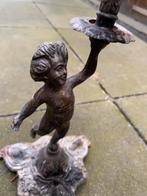 Antieke kandelaar met engel, Ophalen of Verzenden, Koper of Brons