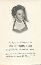 Versaillen 1904-Venlo 1959 Jennie Fromageot/K. v.d. Grinten, Verzenden, Bidprentje