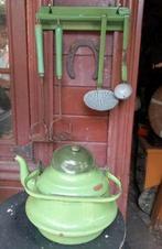 Groen emaille lepelrek, keukenrek.

30 cm breed., Antiek en Kunst, Ophalen of Verzenden