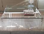 vintage salontafel glas met plexiglas, Huis en Inrichting, Tafels | Salontafels, Ophalen, Gebruikt, Vierkant, 50 tot 100 cm