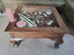 Salon tafel / Opium tafel met vitrine, Huis en Inrichting, Ophalen, Gebruikt, 50 tot 100 cm, Vierkant