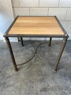 Messing bijzettafel met bamboe blad, Ophalen, Minder dan 55 cm, Rond, Zo goed als nieuw