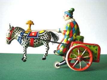 Lehmann variant clown met ezel blik speelgoed ca 1950 beschikbaar voor biedingen