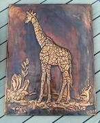 Koper plaat wand decoratie giraffe dier exotisch, Verzenden