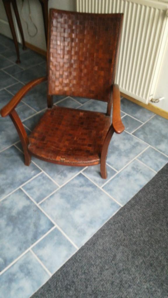 Zuiver leren relax stoel, Huis en Inrichting, Fauteuils, Gebruikt, 50 tot 75 cm, Ophalen