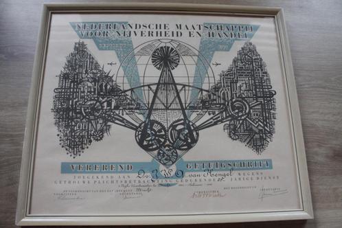 Ingelijst getuigschrift 1959 Van Hengel Rijksmuntmeester, Antiek en Kunst, Curiosa en Brocante, Ophalen of Verzenden