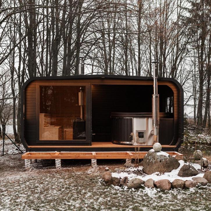 2in1 LUX Sauna + Whirlpool / Vatsauna / Hottub / Tuinsauna, Sport en Fitness, Sauna, Nieuw, Complete sauna, Fins of Traditioneel