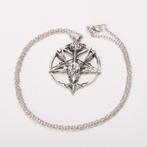Baphomet ketting (satan duivel ster ritueel pentagram), Verzenden, Nieuw, Zilver