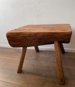 Vintage eiken kruk , boomstam kruk , handmade, Ophalen, Zo goed als nieuw, Hout