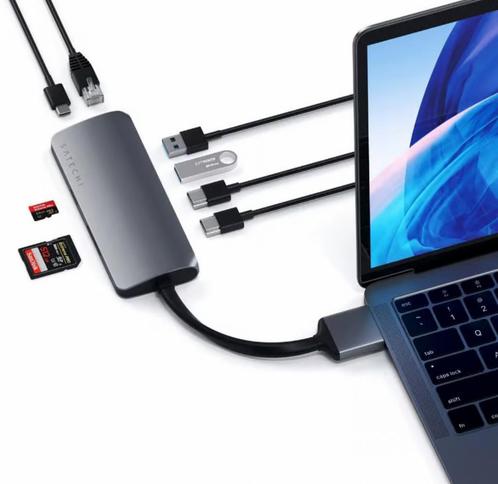 Satechi USB-C Multimedia Adapter Dual 4K, Computers en Software, Dockingstations, Zo goed als nieuw, Ophalen of Verzenden