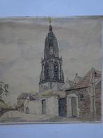 Kleuren tekening Rhenen met kerk, JG van Spengen 1910, Antiek en Kunst, Kunst | Tekeningen en Foto's, Verzenden