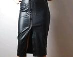 Leren Zwarte Lange rok met split maat M, Kleding | Dames, Rokken, Verzenden, Zo goed als nieuw, Zwart, Onder de knie
