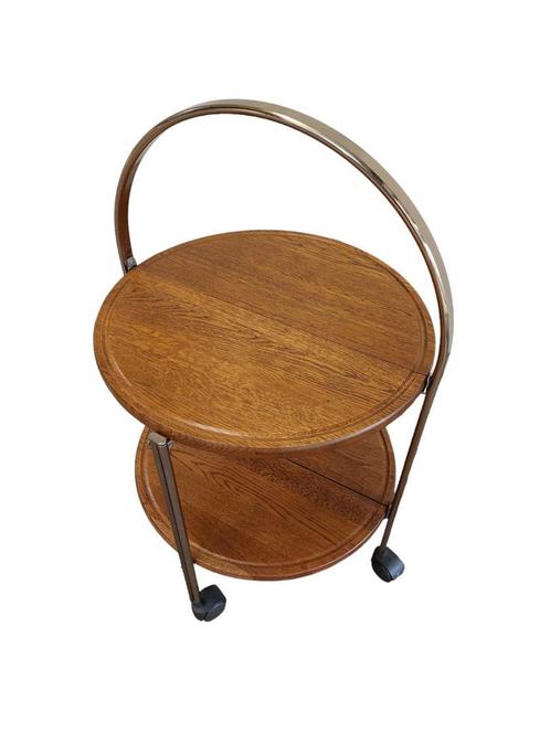 Vintage eikenhouten trolley, Huis en Inrichting, Barren, Gebruikt, Ophalen