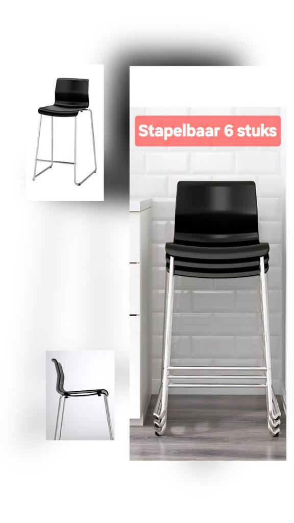 Ikea Glenn barkrukken - 6 stuks, Huis en Inrichting, Barkrukken, Gebruikt, 60 tot 90 cm, Kunststof, Metaal, 5 krukken of meer