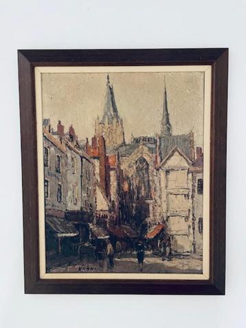 Frans olieverf schilderij Stadsgezicht Rouen Francois Dubois beschikbaar voor biedingen