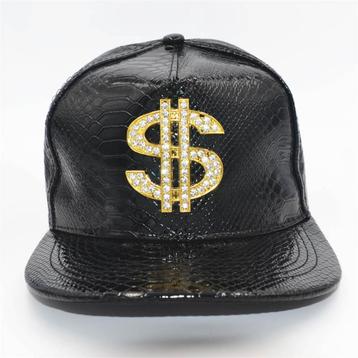 Zwarte dollar pet heren dames hiphop bling cap luxe snapback beschikbaar voor biedingen