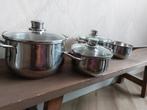 Wmf pannenset met glazendeksel, Huis en Inrichting, Keuken | Potten en Pannen, Ophalen, Gebruikt, Rvs, Pannenset