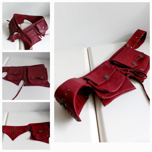 Heuptas riem rood leder Buidelriem 108 cm fanny pack, Kleding | Dames, Riemen en Ceinturen, Zo goed als nieuw, Heupriem, 100 cm of meer