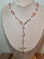 Rozenkwarts ketting met kruis hanger, Sieraden, Tassen en Uiterlijk, Kettingen, Nieuw, Ophalen of Verzenden, Steen of Mineraal