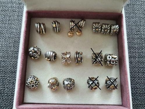 13x goud met zilveren Pandora bedels met armband, Sieraden, Tassen en Uiterlijk, Bedels, Nieuw, Pandora, 4 bedels of meer, Met strass