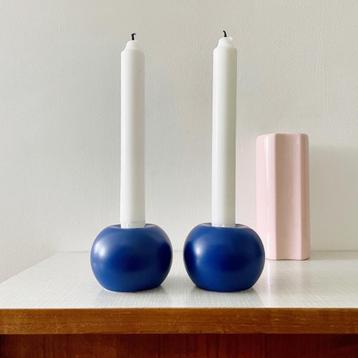 2 vintage Deens design KANDELAREN blauw Scandinavisch retro beschikbaar voor biedingen