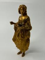 Verguld bronzen beeld van dame 19e eeuw, Ophalen of Verzenden, Zo goed als nieuw, Mens
