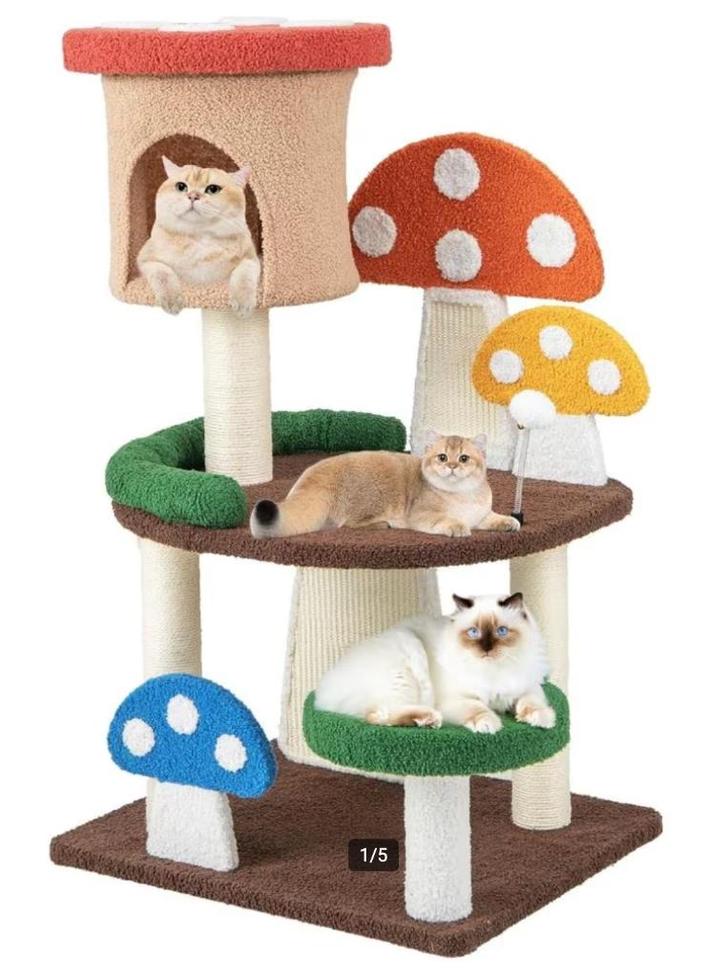 Brand new Costway colourful mushroom cat tower scratch post, Dieren en Toebehoren, Krabmeubelen, Nieuw, Krabpaal, Ophalen