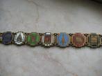 Oude Souvenir Messing / Emaille Armband - Parijs Monumenten, Verzenden, Gebruikt, Zilver, Overige materialen