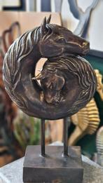 DUBBELE PAARDENHOOFD / BRONZEN BEELD, Dierenbeeld, Nieuw, Info@huisentuindecoratiemarie.nl, Huis en tuin decoratie marie