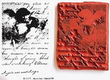 Nieuw cling stempel Vintage Angel Script van Melanie Sage beschikbaar voor biedingen
