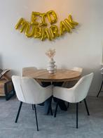 Set van 4 witte comfortabele teddy eetkamerstoelen te koop, Ophalen, Zo goed als nieuw, Wit, Stof