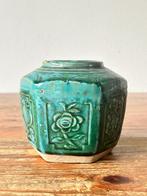 Gemberpot / vaas - groen / blauw  geglazuurd, Ophalen of Verzenden