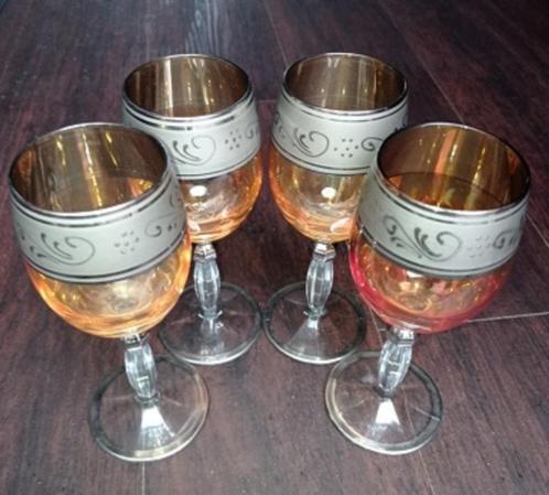 Wijnglazen met zilveren rand, Antiek en Kunst, Curiosa en Brocante, Ophalen of Verzenden